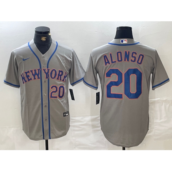 Men's New York Mets #20 Pete Alonso Grey Stitched Baseball Jersey