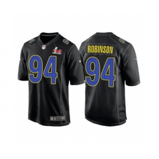 Men's Los Angeles Rams #94 A'Shawn Robinson Black 2022 Super Bowl LVI Game Stitched Jersey - Ujersey