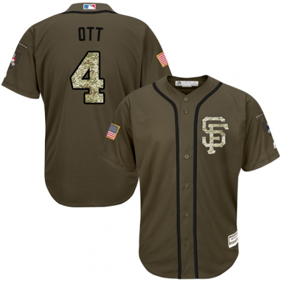 Men's Majestic San Francisco Giants #4 Mel Ott Replica Green Salute to Service MLB Jersey - Ujersey