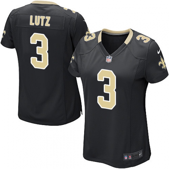 Women's Nike New Orleans Saints #3 Will Lutz Game Black Team Color NFL Jersey - Ujersey