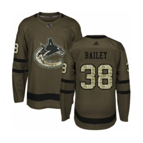 Youth Vancouver Canucks #38 Justin Bailey Authentic Green Salute to Service Hockey Jersey - Ujersey