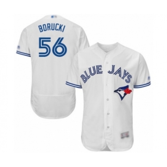 Men's Toronto Blue Jays #56 Ryan Borucki White Home Flex Base Authentic Collection Baseball Player Jersey