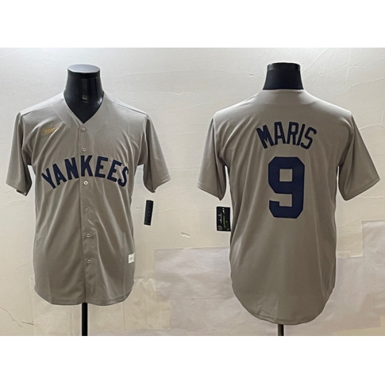 Men's New York Yankees #9 Roger Maris Gray Cool Base Stitched Baseball Jersey - Ujersey