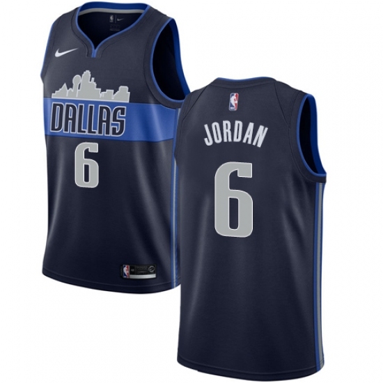 Women's Nike Dallas Mavericks #6 DeAndre Jordan Swingman Navy Blue NBA Jersey Statement Edition - Ujersey