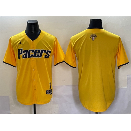 Men's Indiana Pacers Blank Yellow 2025 Finals Vapor Stitched Baseball Jersey - Ujersey
