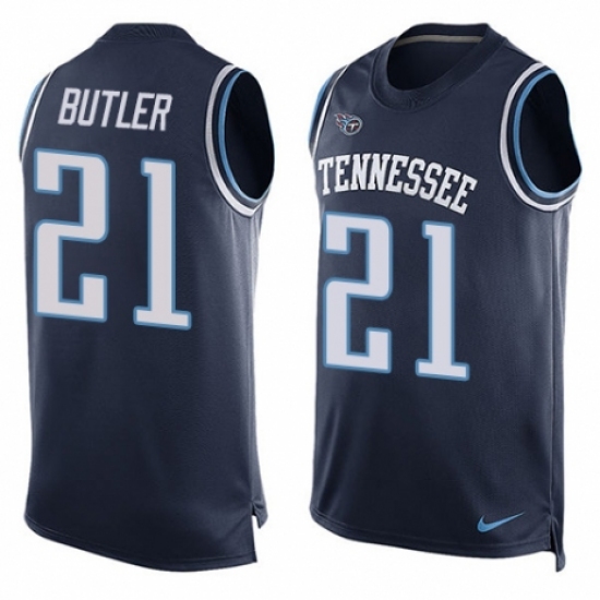 Men's Nike Tennessee Titans #21 Malcolm Butler Limited Navy Blue Player Name & Number Tank Top NFL Jersey - Ujersey