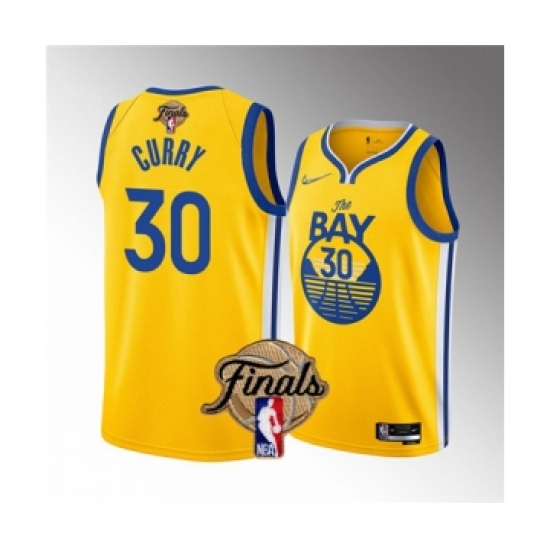 Men's Golden State Warriors #30 Stephen Curry 2022 Yellow NBA Finals Stitched Jersey - Ujersey