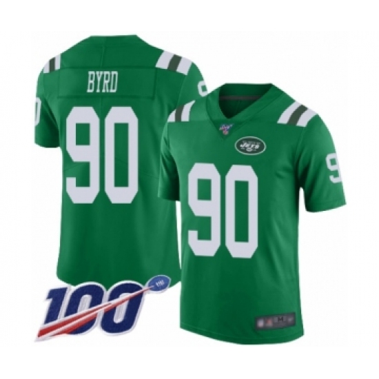 Men's New York Jets #90 Dennis Byrd Limited Green Rush Vapor Untouchable 100th Season Football Jersey - Ujersey