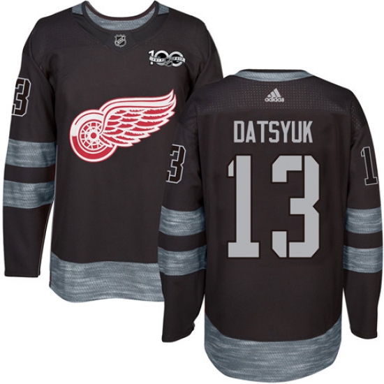 Men's Adidas Detroit Red Wings #13 Pavel Datsyuk Premier Black 1917-2017 100th Anniversary NHL Jersey - Ujersey