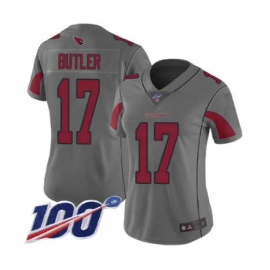 Women's Arizona Cardinals #17 Hakeem Butler Limited Silver Inverted Legend 100th Season Football Jersey - Ujersey