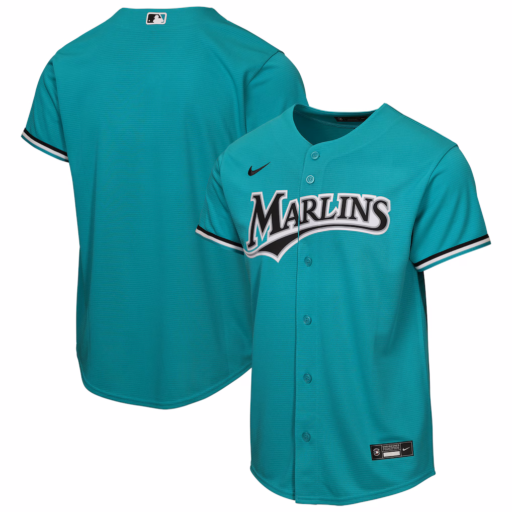 Youth Miami Marlins Nike Teal Alternate Replica Jersey - SUjersey01