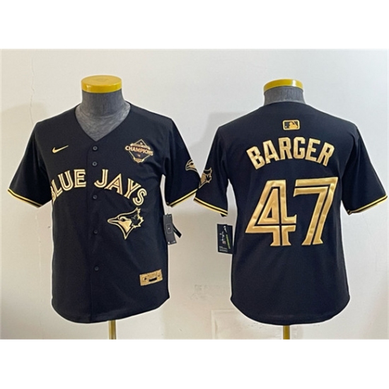 Youth Toronto Blue Jays #47 Addison Barger Black Gold 2025 American League Champions Limited Stitched Jersey - Ujersey