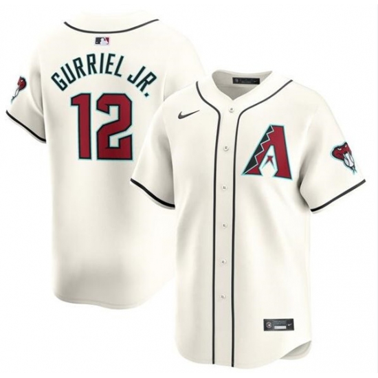 Men's Arizona Diamondbacks #12 Lourdes Gurriel Jr. 2023-24 Cream Cool Base Stitched Baseball Jersey