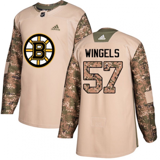 Men's Adidas Boston Bruins #57 Tommy Wingels Authentic Camo Veterans Day Practice NHL Jersey - Ujersey