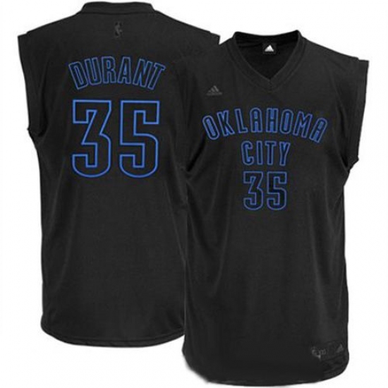 Men's Adidas Oklahoma City Thunder #35 Kevin Durant Swingman Black on Black NBA Jersey - Ujersey