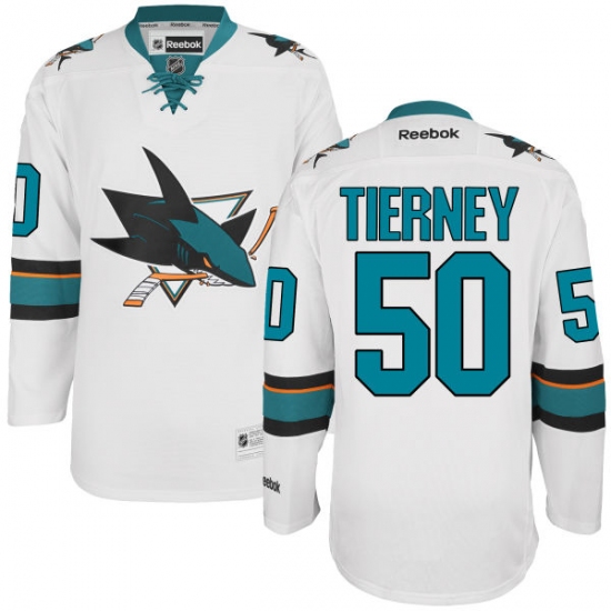 Women's Reebok San Jose Sharks #50 Chris Tierney Authentic White Away NHL Jersey - Ujersey