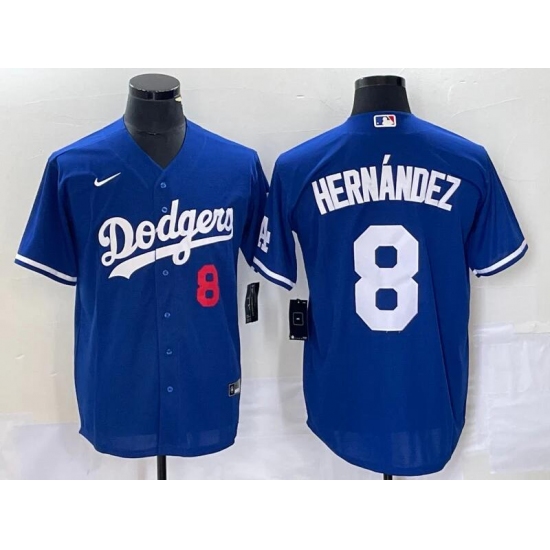 Men's Los Angeles Dodgers #8 Enrique Hernández Blue Flex Base Stitched Baseball Jersey - Ujersey