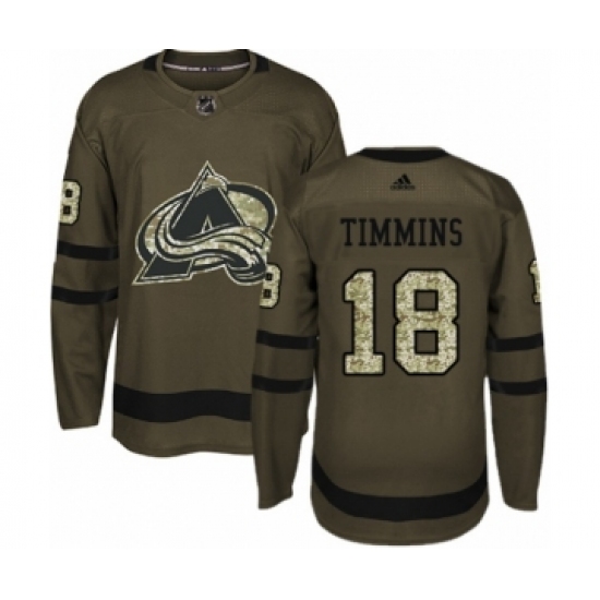 Youth Adidas Colorado Avalanche #18 Conor Timmins Authentic Green Salute to Service NHL Jersey - Ujersey