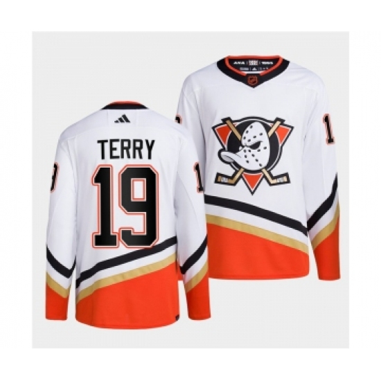 Men's Anaheim Ducks #19 Troy Terry White 2022-23 Reverse Retro Stitched Jersey - Ujersey