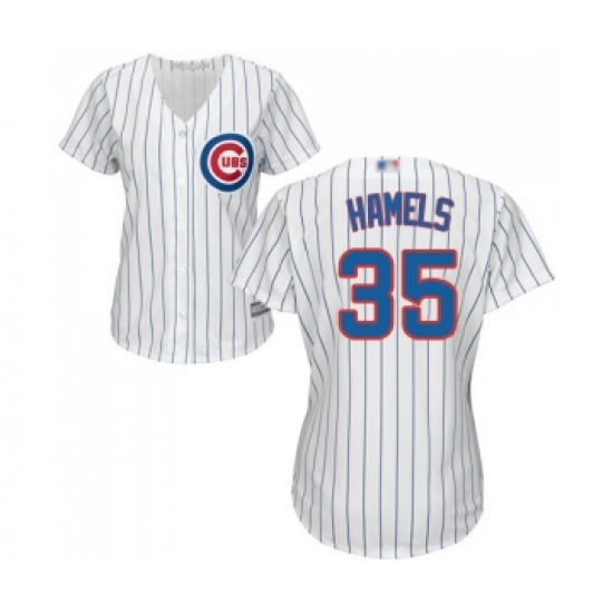 Women's Chicago Cubs #35 Cole Hamels Authentic White Home Cool Base Baseball Jersey - Ujersey