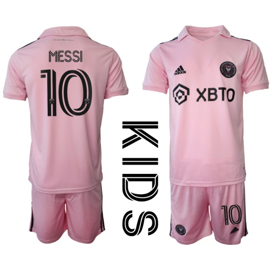 Youth Inter Miami CF #10 Lionel Messi Pink Home Soccer Jersey - Ujersey