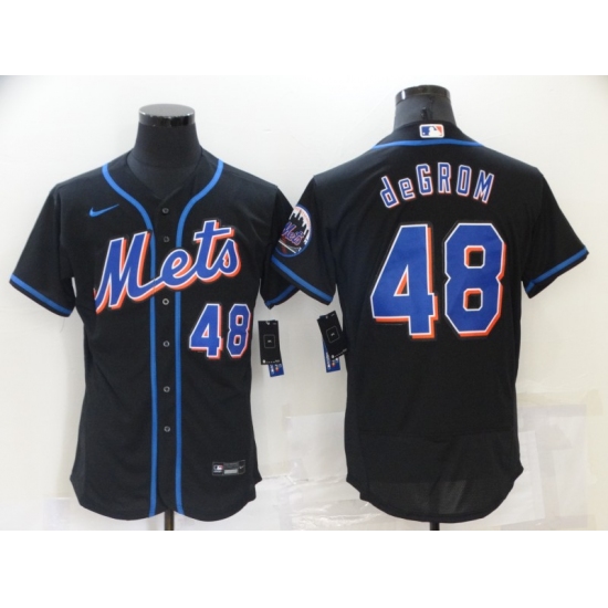 Men's Nike New York Mets #48 Jacob deGrom Black Home Stitched Baseball Jersey - Ujersey