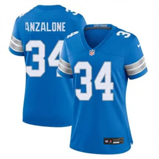 Women Detroit Lions #34 Alex Anzalone Blue Vapor Stitched Nike NFL Jersey - Ujersey