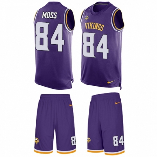 Men's Nike Minnesota Vikings #84 Randy Moss Limited Purple Tank Top Suit NFL Jersey - Ujersey