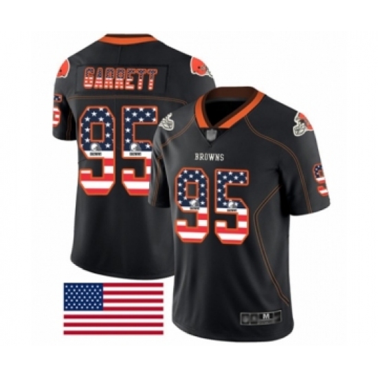 Men's Cleveland Browns #95 Myles Garrett Limited Black Rush USA Flag Football Jersey - Ujersey