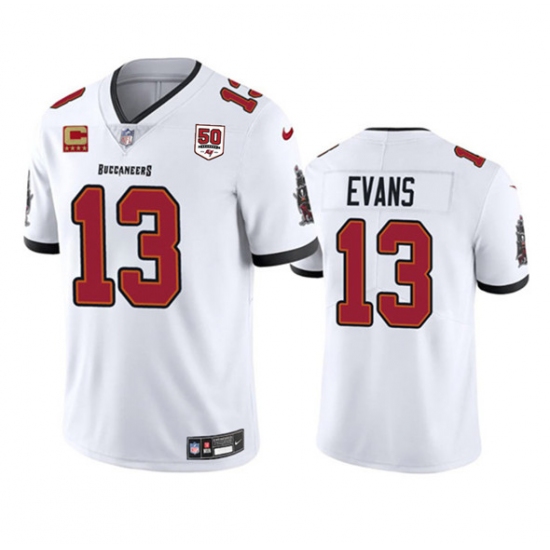 Men's Tampa Bay Buccaneers #13 Mike Evans White 2025 50th Anniversary And 4-Star C Vapor Untouchable Limited Football Stitched Jersey - Ujersey