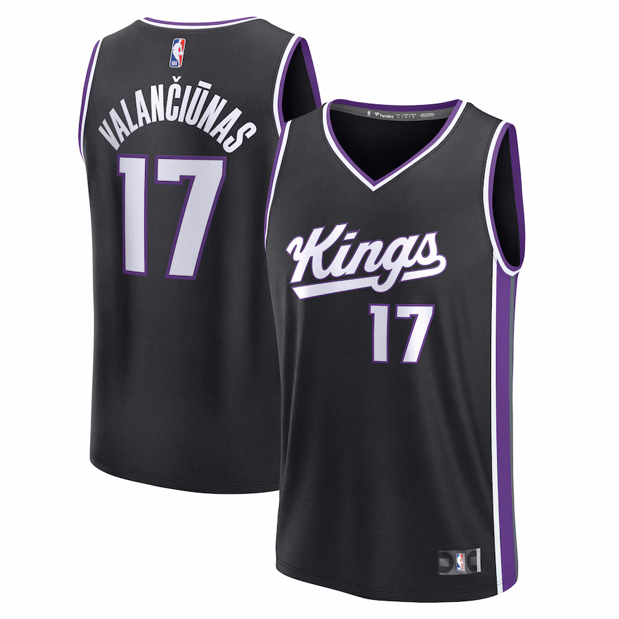 Youth Sacramento Kings Jonas Valančiūnas Fanatics Black Fast Break Replica Player Jersey - Icon Edition