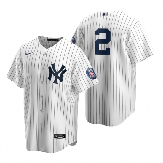 Men's Nike New York Yankees #2 Derek Jeter White 2020 Hall of Fame Induction Stitched Baseball Jersey - Ujersey