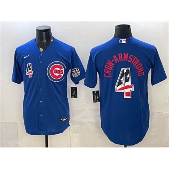 Men's Chicago Cubs #4 Pete Crow-Armstrong Royal 2026 USA 250 Fourth of July Stitched Baseball Jersey - Ujersey