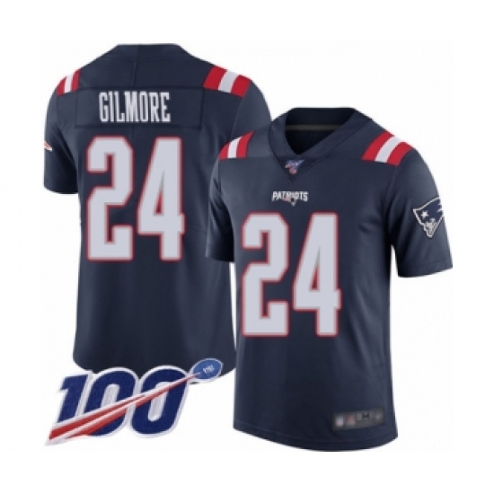 Men's New England Patriots #24 Stephon Gilmore Limited Navy Blue Rush Vapor Untouchable 100th Season Football Jersey - Ujersey