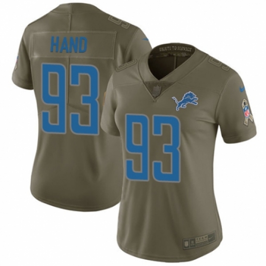 Women's Nike Detroit Lions #93 Da'Shawn Hand Limited Olive 2017 Salute to Service NFL Jersey - Ujersey