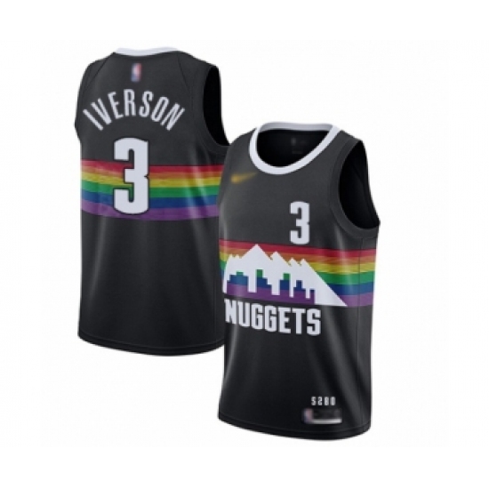 Youth Denver Nuggets #3 Allen Iverson Swingman Black Basketball Jersey - 2019 20 City Edition - Ujersey