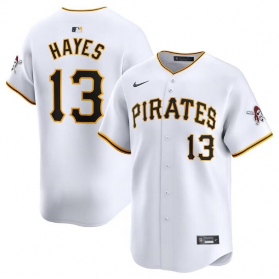 Men's Pittsburgh Pirates #13 Ke'Bryan Hayes White Home Limited Baseball Stitched Jersey - Ujersey