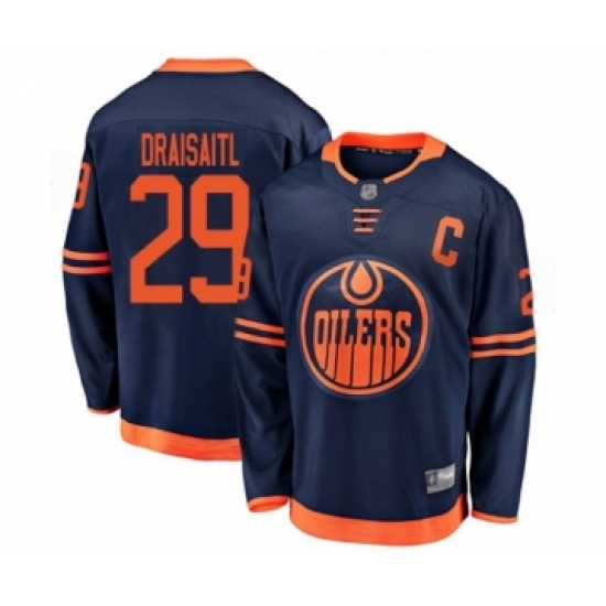 Youth Edmonton Oilers #29 Leon Draisaitl Authentic Navy Blue Alternate Fanatics Branded Breakaway Hockey Jersey - Ujersey