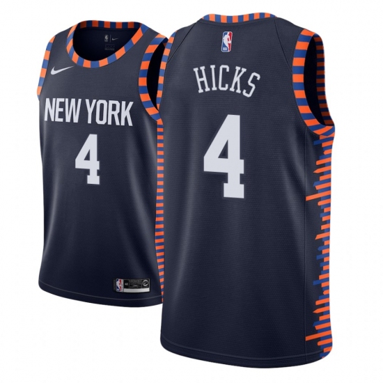 Men NBA 2018-19 New York Knicks #4 Isaiah Hicks City Edition Navy Jersey - Ujersey