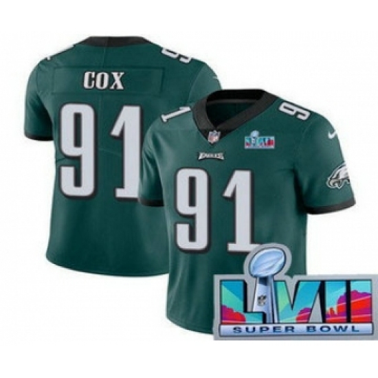 Men's Philadelphia Eagles #91 Fletcher Cox Limited Green Super Bowl LVII Vapor Jersey - Ujersey