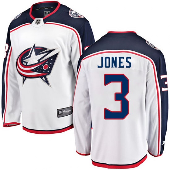Men's Columbus Blue Jackets #3 Seth Jones Fanatics Branded White Away Breakaway NHL Jersey - Ujersey