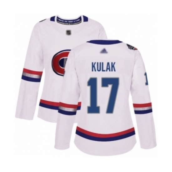 Women's Montreal Canadiens #17 Brett Kulak Authentic White 2017 100 Classic Hockey Jersey - Ujersey