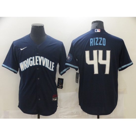 Men's Nike Chicago Cubs #44 Anthony Rizzo Navy Royal Alternate Stitched Baseball Jersey - Ujersey