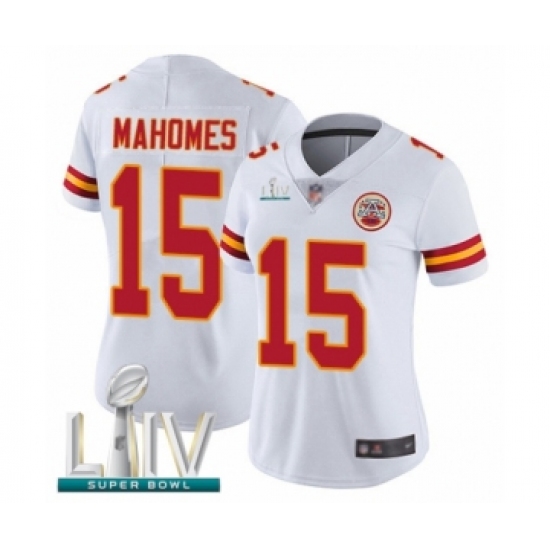Women's Kansas City Chiefs #15 Patrick Mahomes White Vapor Untouchable Limited Player Super Bowl LIV Bound Football Jersey - Ujersey