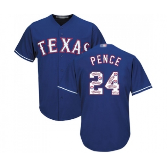 Men's Texas Rangers #24 Hunter Pence Authentic Royal Blue Team Logo Fashion Cool Base Baseball Jersey - Ujersey