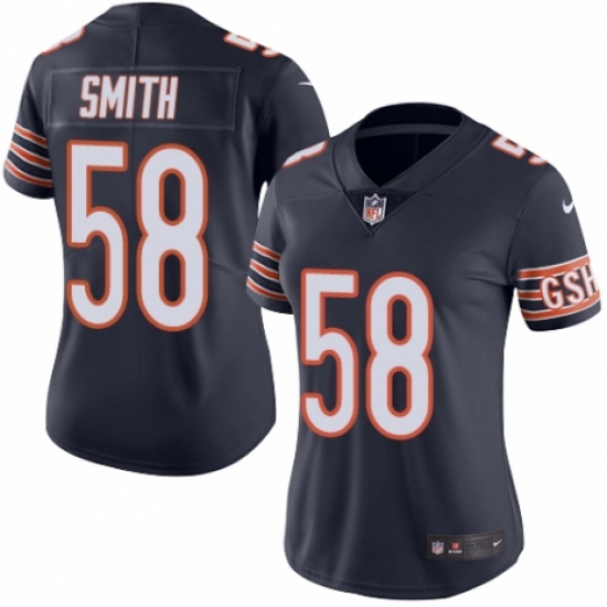 Women's Nike Chicago Bears #58 Roquan Smith Navy Blue Team Color Vapor Untouchable Limited Player NFL Jersey - Ujersey