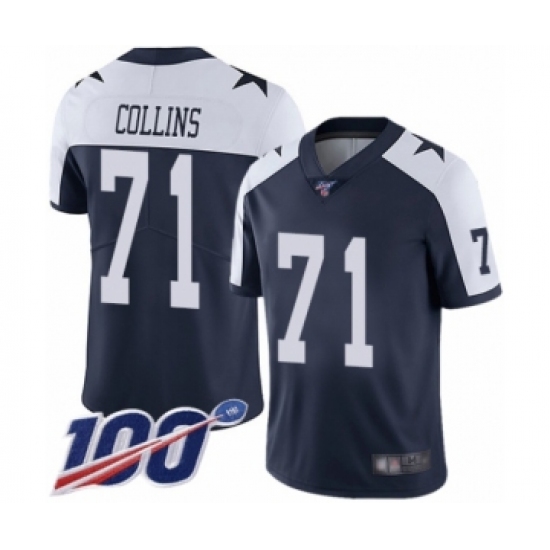 Men's Dallas Cowboys #71 La'el Collins Navy Blue Throwback Alternate Vapor Untouchable Limited Player 100th Season Football Jersey - Ujersey