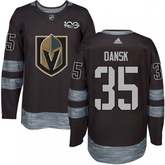 Men's Adidas Vegas Golden Knights #35 Oscar Dansk Authentic Black 1917-2017 100th Anniversary NHL Jersey - Ujersey