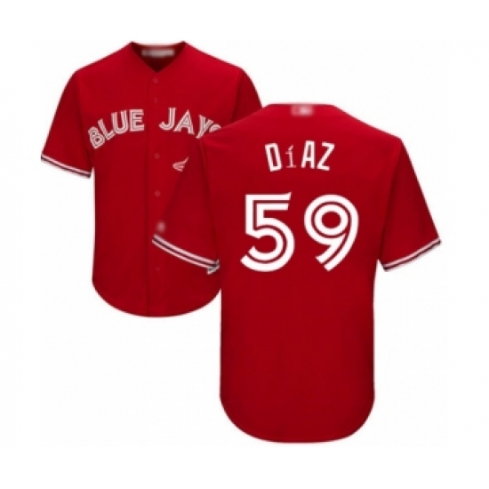 Youth Toronto Blue Jays #59 Yennsy Diaz Authentic Scarlet Alternate Baseball Player Jersey - Ujersey