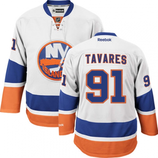 Women's Reebok New York Islanders #91 John Tavares Authentic White Away NHL Jersey - Ujersey